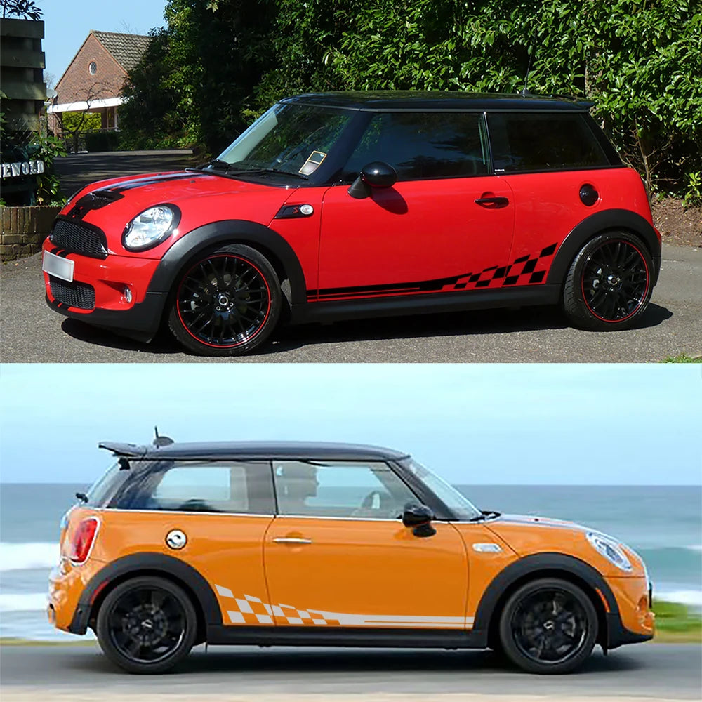 Checkered Flag Side Skirt Decals for Mini Cooper S / JCW / Clubman / Countryman | Racing Vinyl