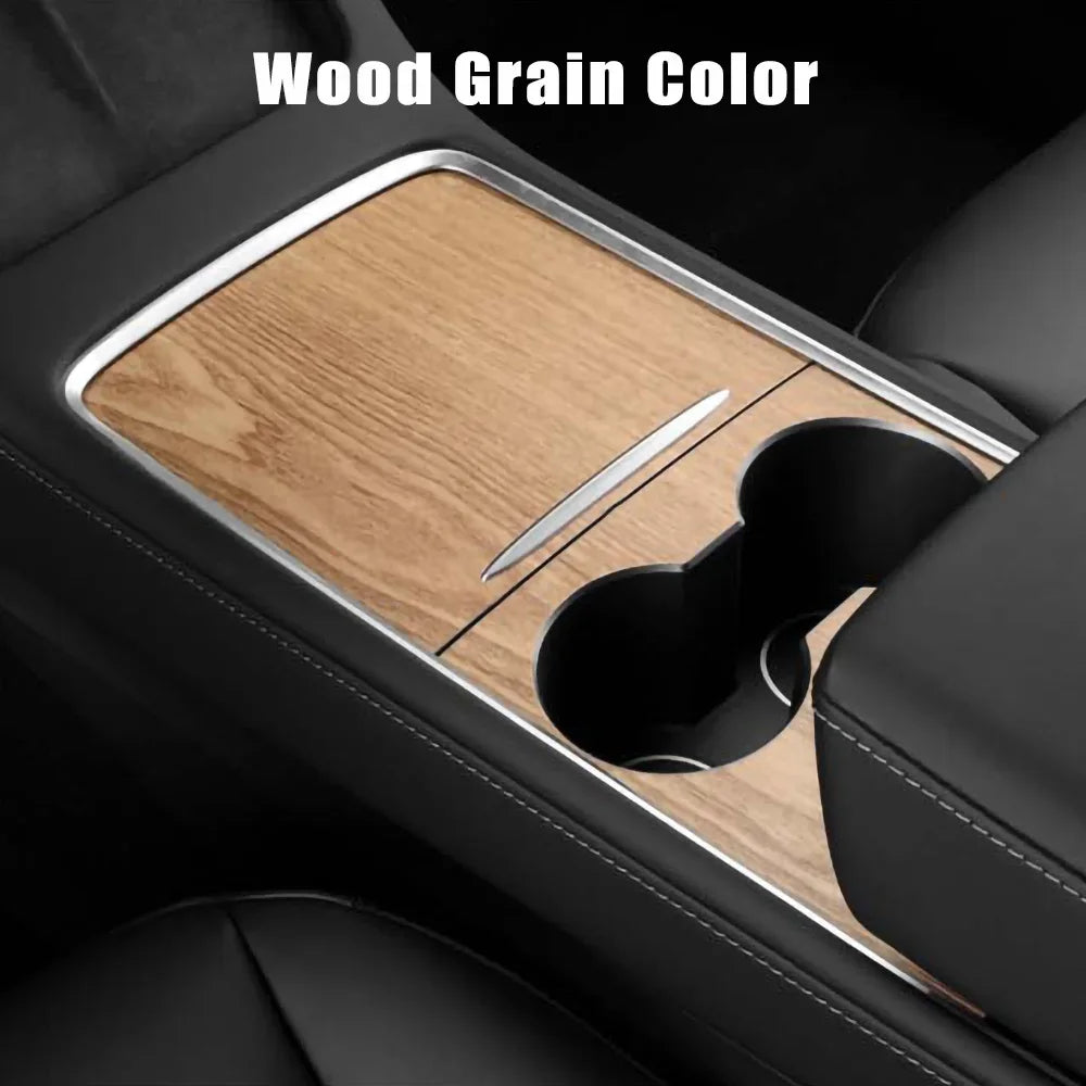 For Tesla Model 3 Y 2021-2023 Center Console Panel Sticker Wood Grain Film Carbon Central Control Cover Car Interior Accessories