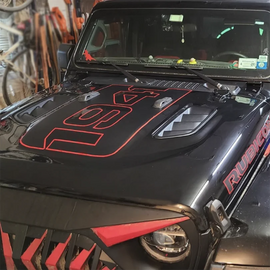 Jeep Wrangler & Gladiator Hood Decal – 1941 Matte Vinyl Blackout Wrap | JL JT 4xe (2018–2024)