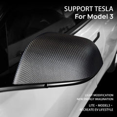 Car Rearview Mirror Case Cover For Tesla Model 3 Model3 2016-2023 2024 Highland Real Carbon Fiber Auto Exterior Mirrors Cap