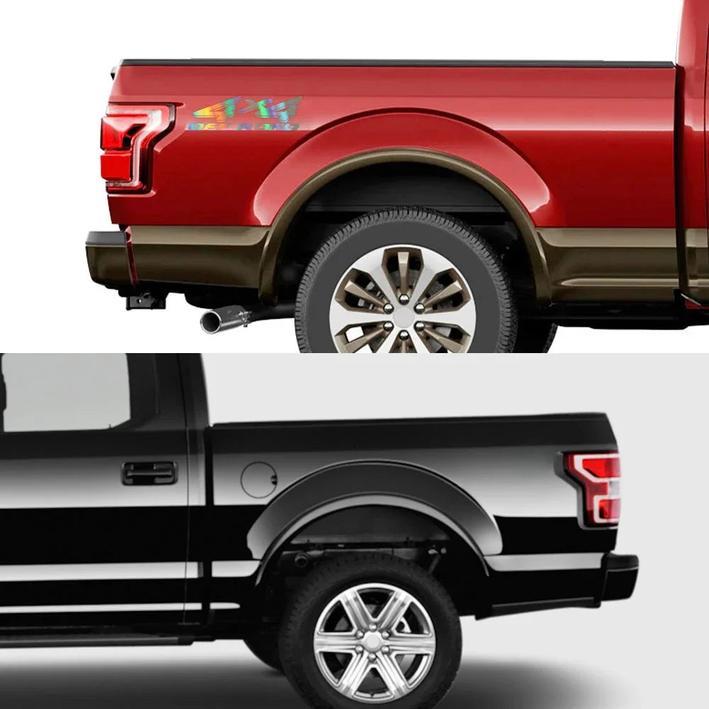 4x4 Off-Road Rear Trunk Side Decals for Ford F-Series F150, F250, F350 – Pickup Truck Vinyl Body Stickers