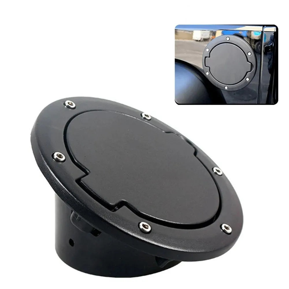 Black Aluminum Locking Fuel Filler Door Gas Tank Cap Cover for Jeep Wrangler (2007–2018)