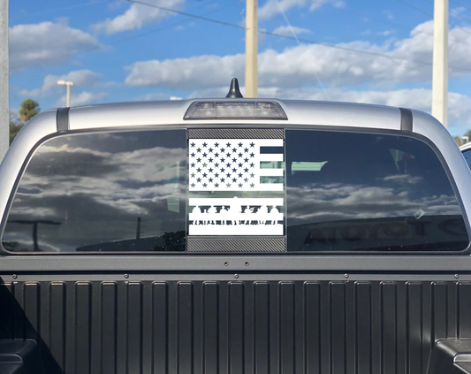 Rear Middle Window American Flag Military Veteran Decal Fits Toyota Tacoma 2016-2023 Back Centre Sliding Window Glass USA Flag Vinyl Sticker