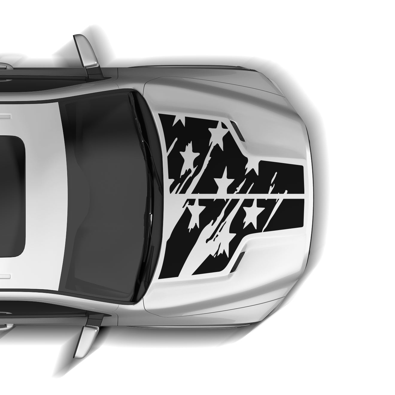 Tattered US flag hood decals graphics compatible with Dodge Ram Rebel