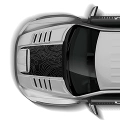 Top-down view of a car on a white background