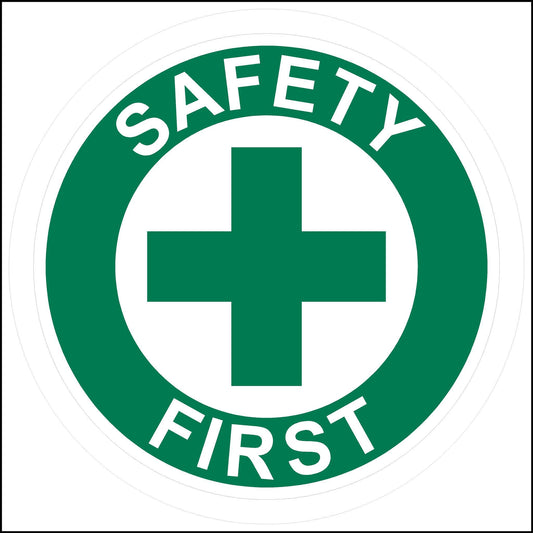 Green and White Safety First Hard Hat 3" Sticker