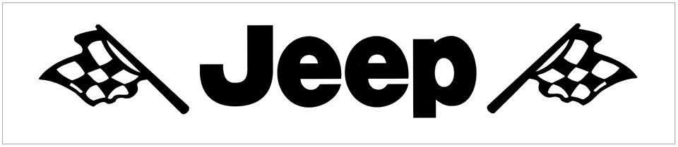 Jeep with Flags Windshield Decal - 3" x 19"