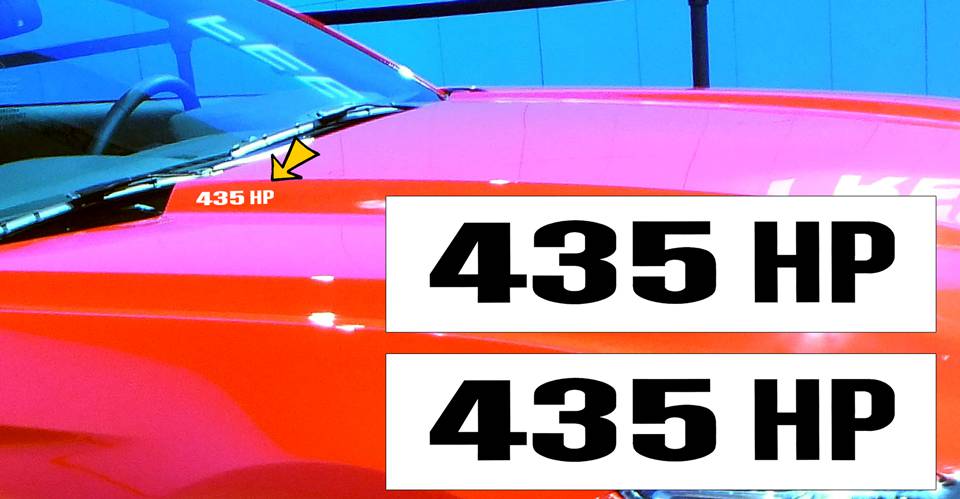 2015-17 Mustang Hood Rise Designation Decal Set - 435 HP