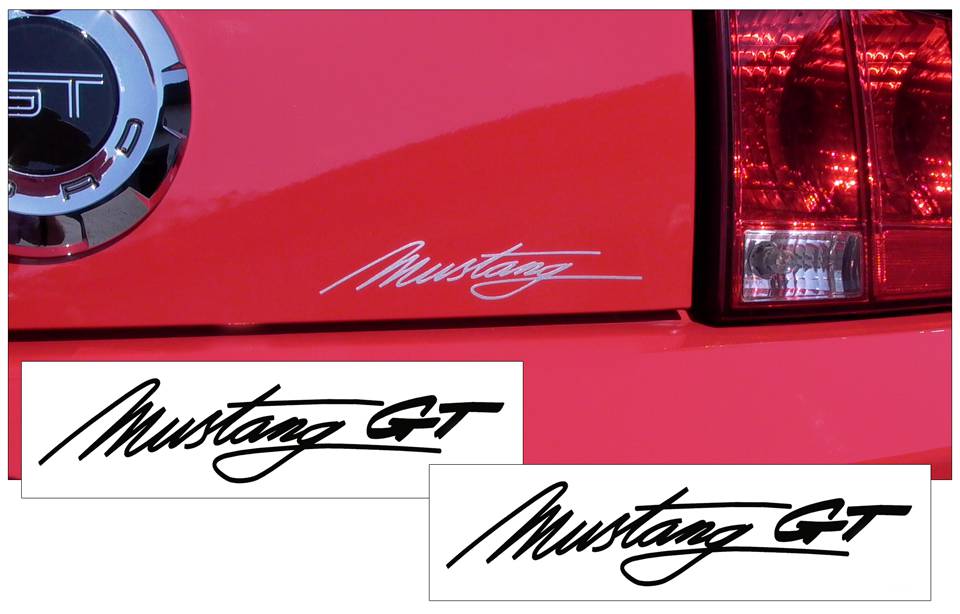 Mustang GT Script Decal Set -  2.25" x 10"