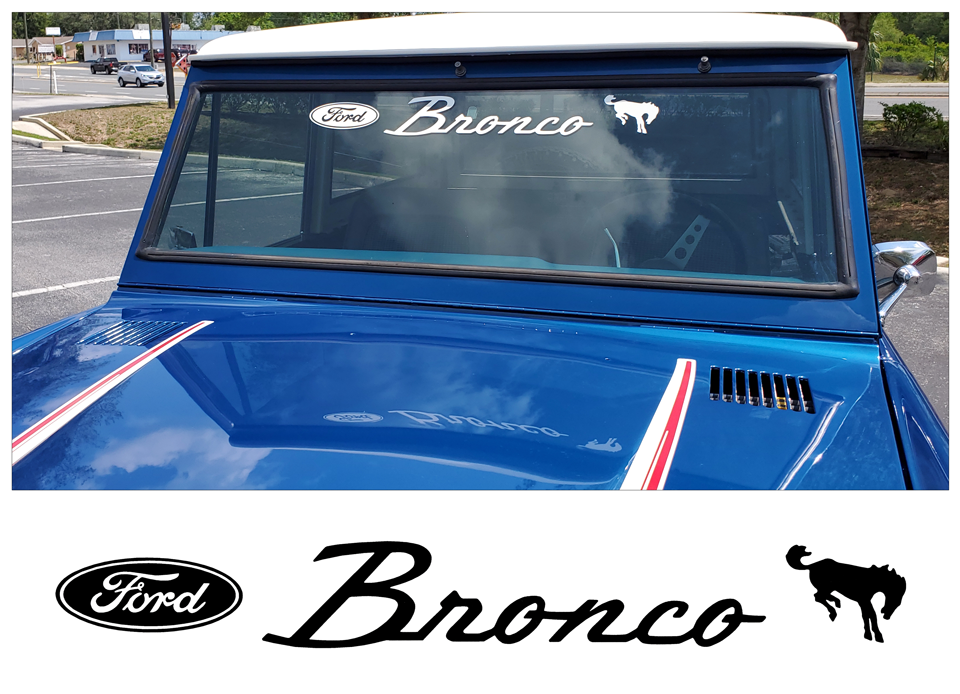 Ford Bronco Windshield Decal with Ford Oval and Horse - 3.75" x 30"