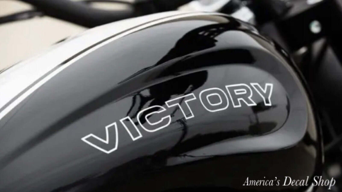 2X Victory Outline Motorcycle Gas Tank Decals Stickers New OEM Oracle Universal