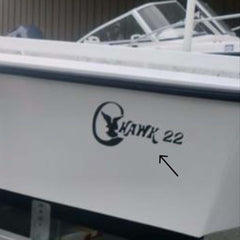 Boat with 'Hawk 22' decal on a white background