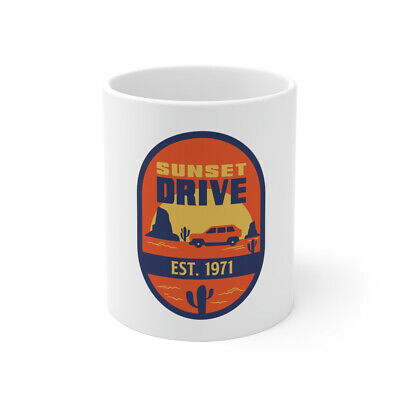 Vintage Retro Sunset Drive Graphic Novelty Ceramic Coffee Mug