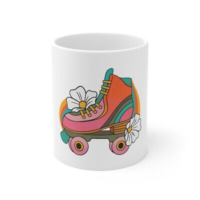 Cute Vintage Retro Rollerskates Ceramic Coffee Mug