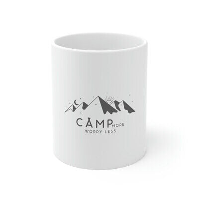 Camp More Worry Less Outdoor Graphic Novelty Ceramic Coffee Mug