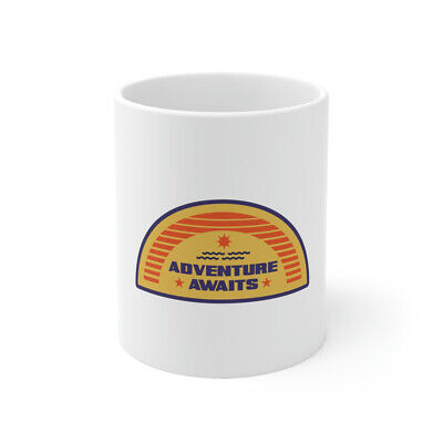 Adventure Awaits Outdoor Camping Retro Graphic Novelty Ceramic Coffee Mug