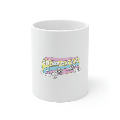 Rainbow Vintage Retro Bus Graphic Novelty Ceramic Coffee Mug