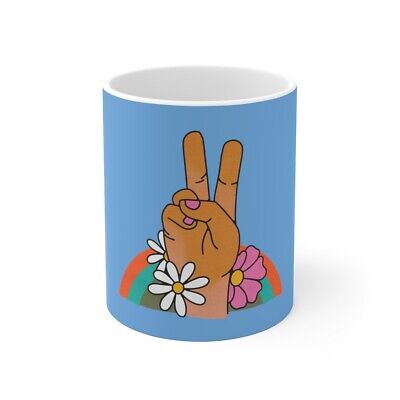 Cute Retro Peace Sign Hippie Ceramic Coffee Mug