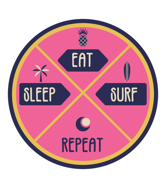 Eat Sleep Surf Repeat Vintage Vinyl Decal Sticker- 5 Pack