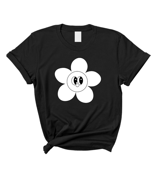 Cute Flower Boho Retro Daisy Women's Black Graphic T-Shirt Top