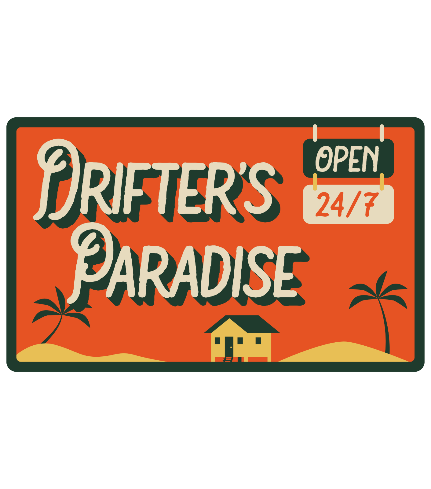 Drifters Paradise Beach Vintage Vinyl Decal Sticker - 5 Pack