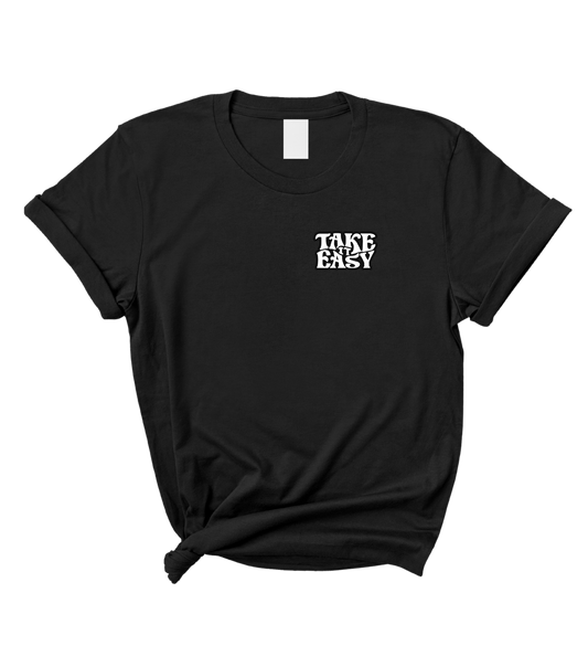 Take It Easy Cute Women's Black Graphic T-Shirt Top