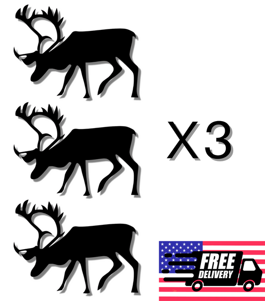 3" Elk Caribou Black Decal Sticker - 3 Pack