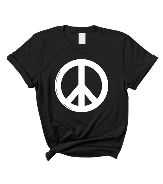 Cute Retro Peace Sign Women's Black Graphic T-Shirt Top