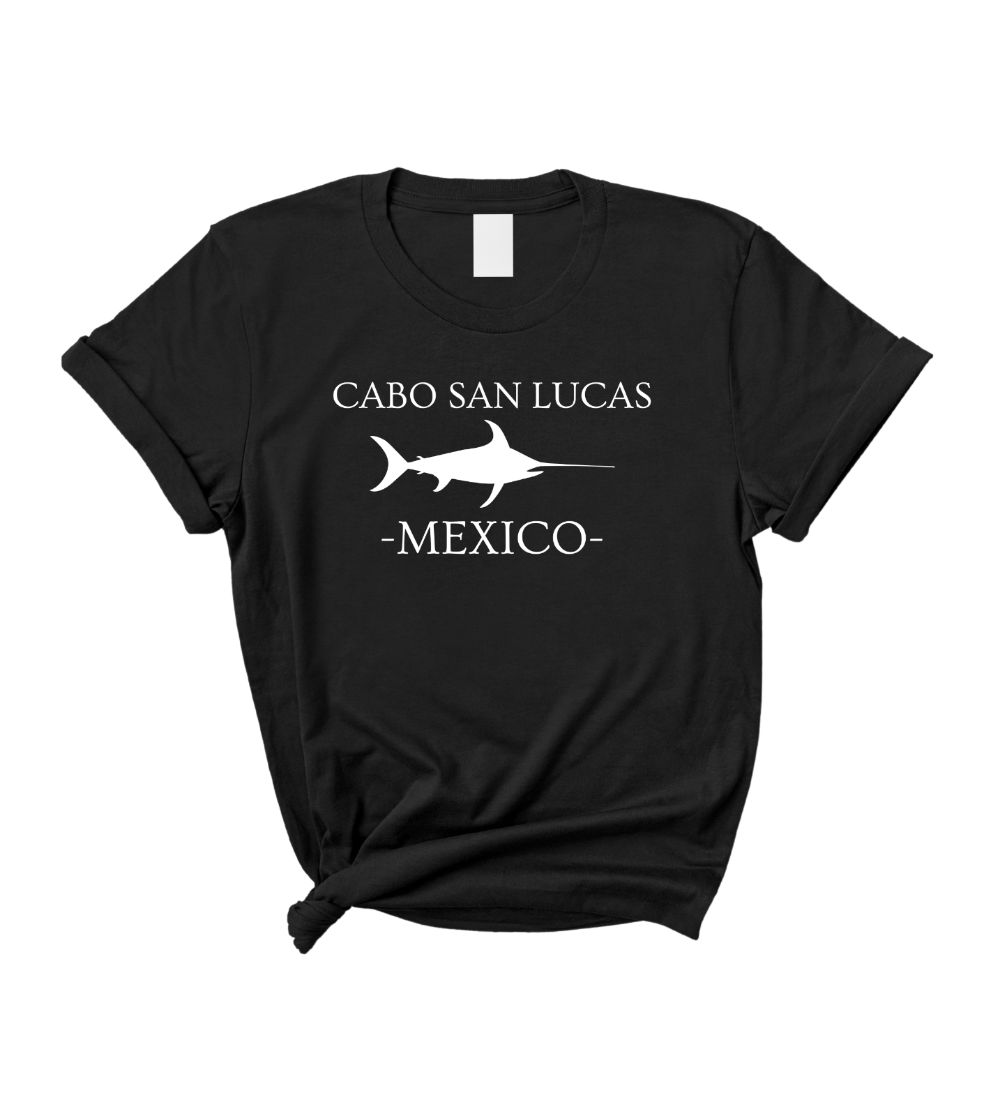 Cabo San Lucas Mexico Swordfish Women's Black Graphic T-Shirt Top