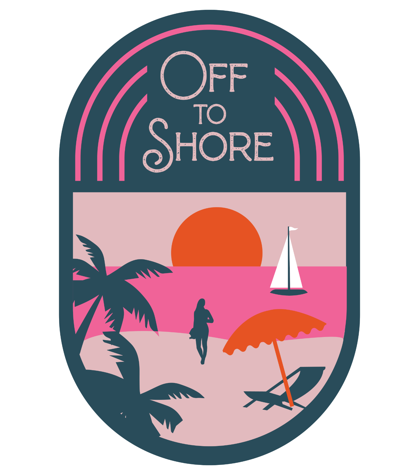 Off To Shore Vintage Retro Vinyl Decal Sticker - 5 Pack