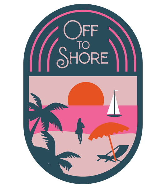 Off To Shore Vintage Retro Vinyl Decal Sticker - 5 Pack