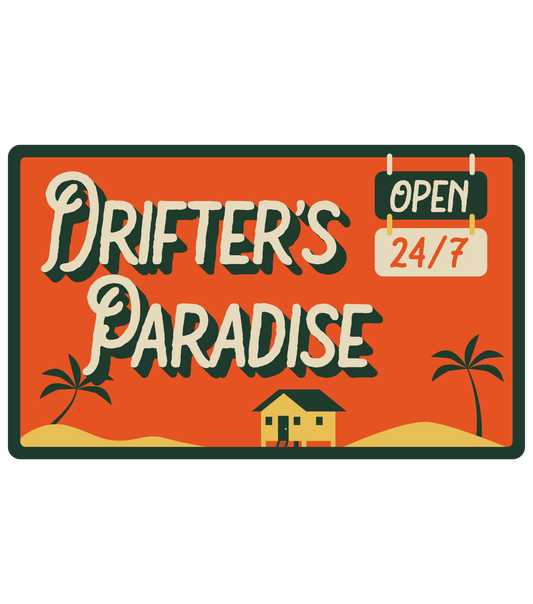 Drifters Paradise Beach Vintage Vinyl Decal Sticker - 3 Pack