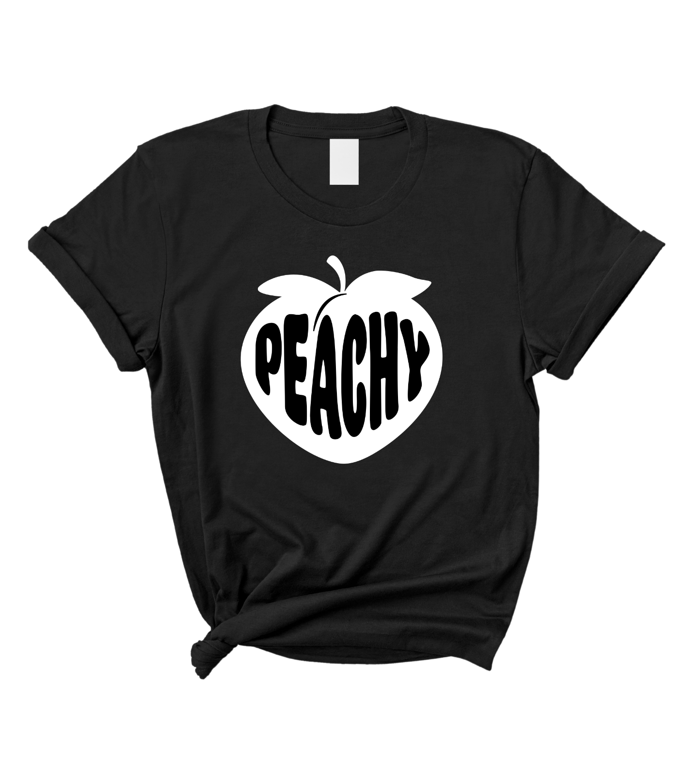 Cute Peachy Fruit Women's Black Graphic T-Shirt Top