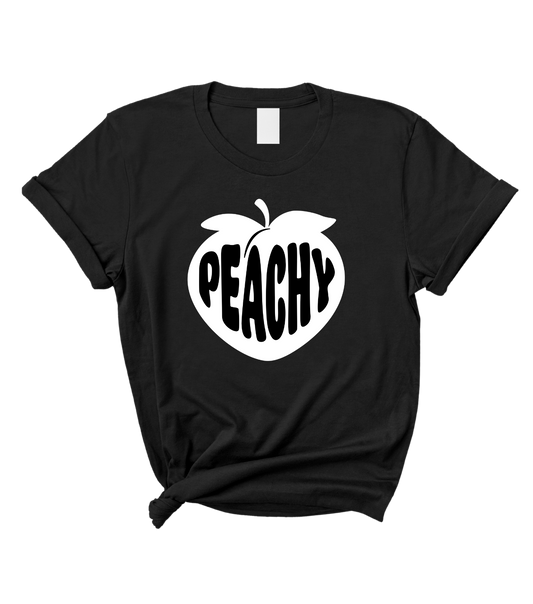 Cute Peachy Fruit Women's Black Graphic T-Shirt Top