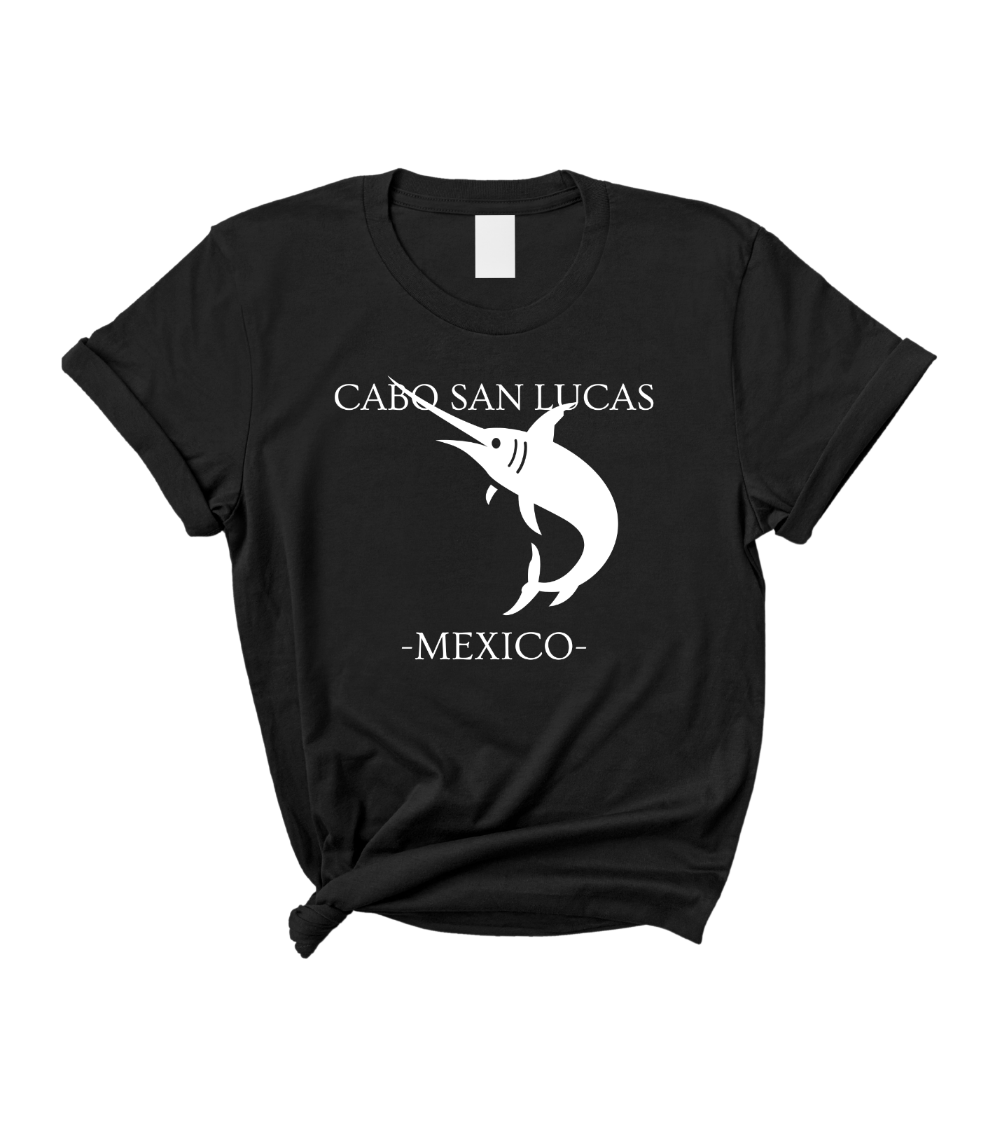 Cabo San Lucas Mexico Swordfish Women's Black Graphic T-Shirt Top