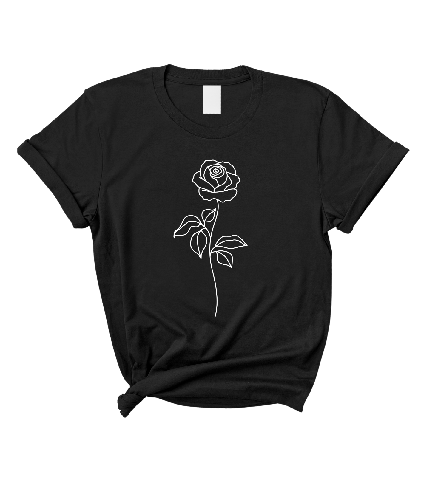 Cute Rose Women's Fashion Black Graphic T-Shirt Top