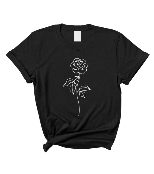 Cute Rose Women's Fashion Black Graphic T-Shirt Top