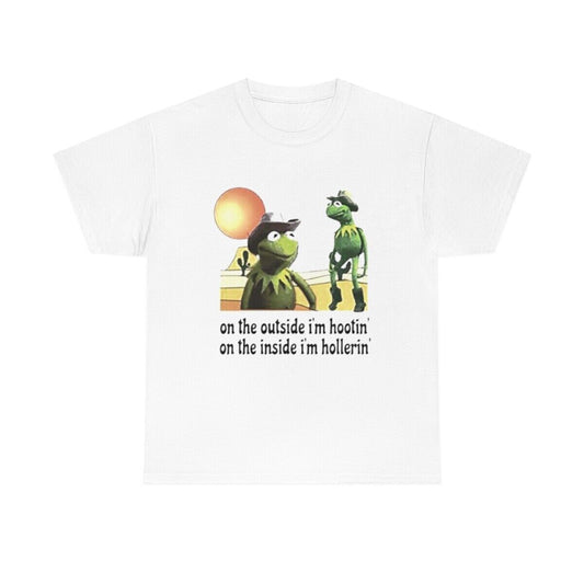 Funny Kermit The Frog Hootin' & Hollerin' Adult Unisex Graphic Novelty T-Shirt